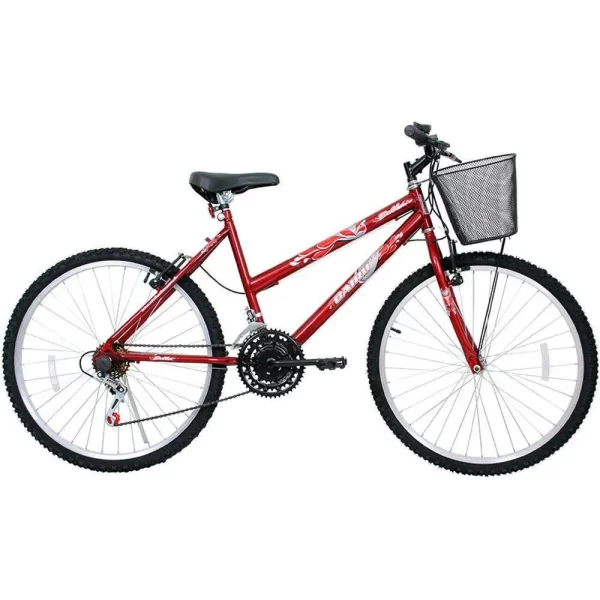 BICICLETA ARO 26 21M BELLA C/CESTAO VERMELHA