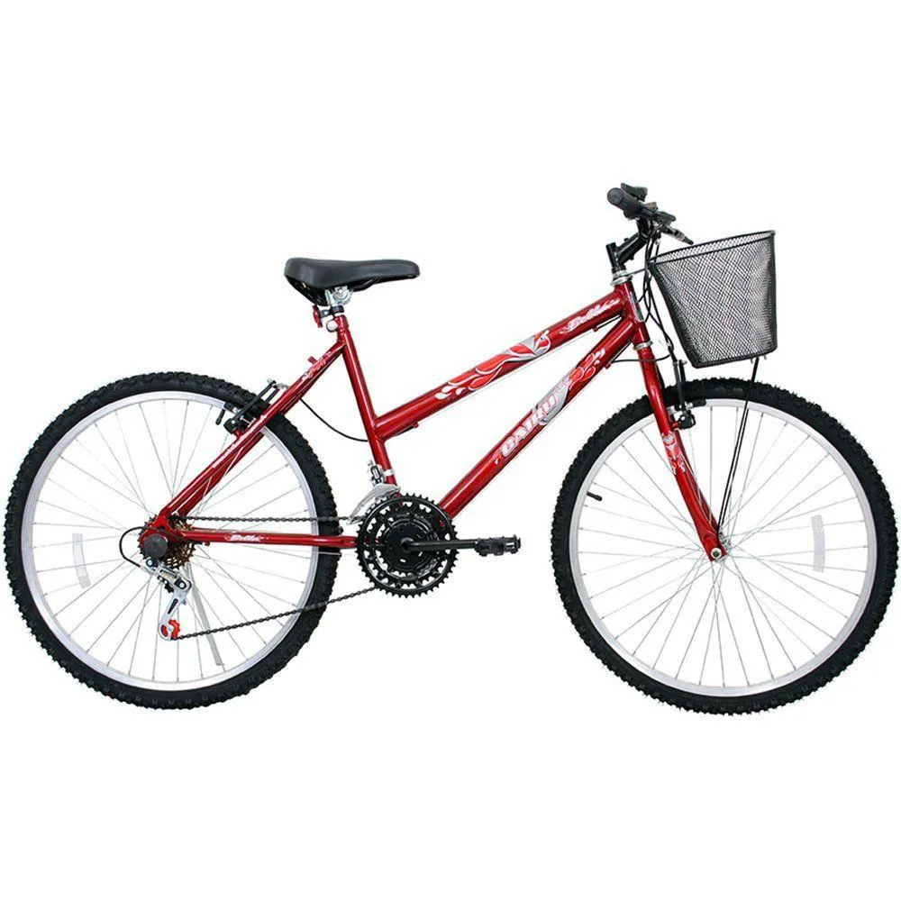 BICICLETA ARO 26 21M BELLA C/CESTAO VERMELHA