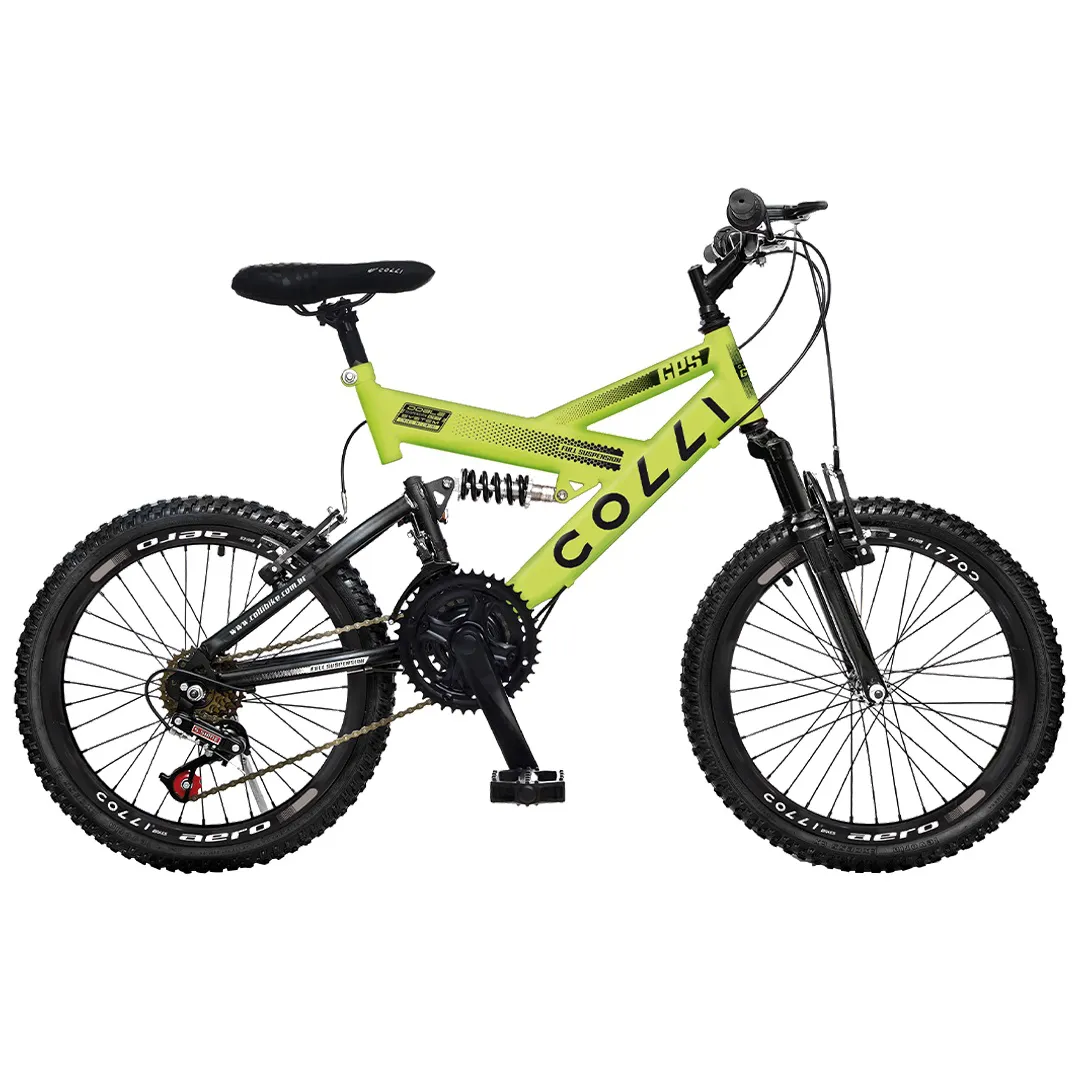 Bicicleta Infantil Aro 20 Mountain Bike C/susp Amarelo Neon