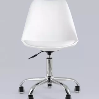 Cadeira Secretária De Escritório Eames Giratória Couro Pu – Branca