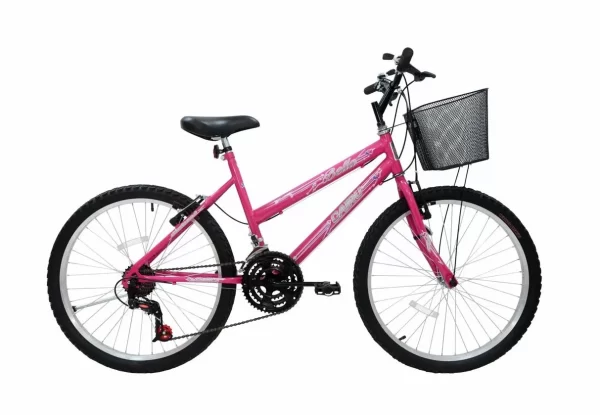 Bicicleta Aro 24 com Cestinha – Rosa/Pink