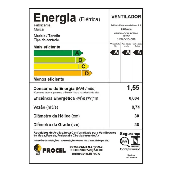 Ventilador de Coluna Britânia BVT350 Maxx Force