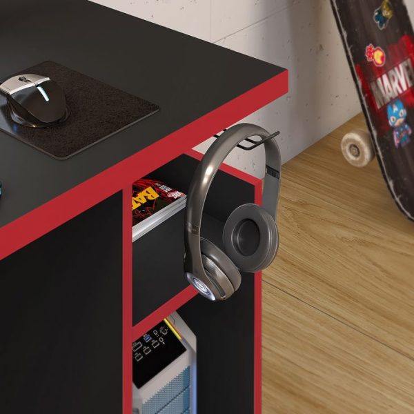 MESA GAMER – PRETO TX VERMELHO – NOTÁVEL