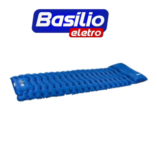 Colchão Inflável Solteiro Ultra Leve C/ Inflador Azul Kala