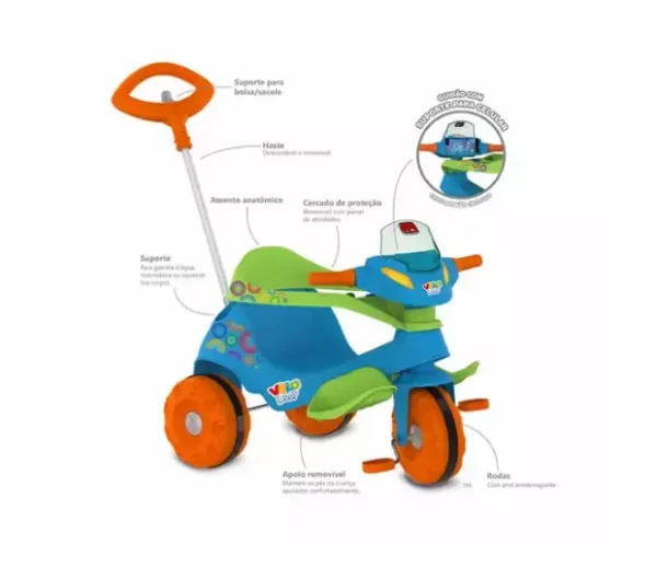 VELOBABY PASSEIO PEDAL AZUL