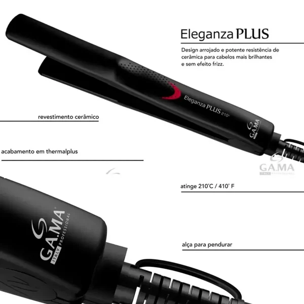 PRANCHA CERAMICA GAMA ELEGANZA PLUS PRETO BIVOLT