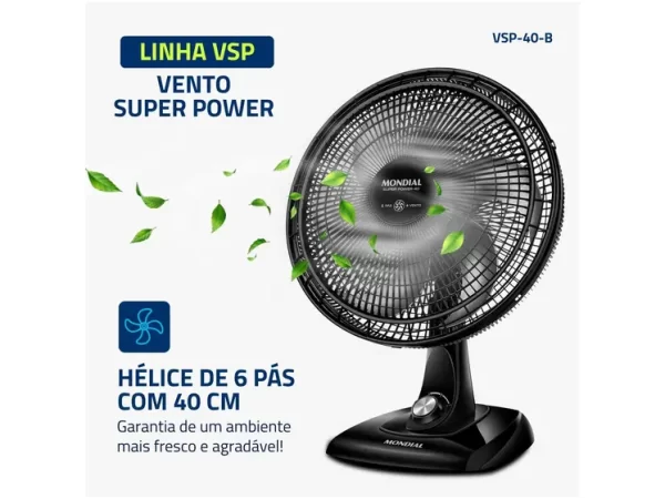 VENTILADOR MONDIAL MESA 40 CM PRETO