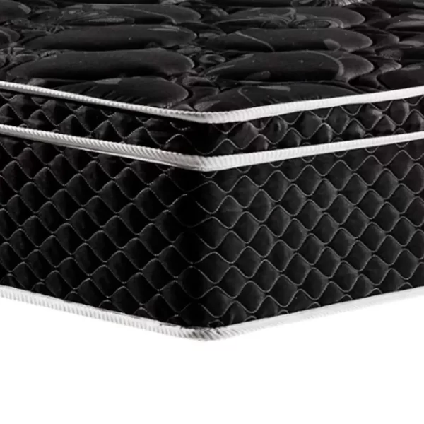 CAMA BOX + COHÃO CASAL MOLAS ENSACADAS PEROLA NEGRA GAZIN 138x188x70 cm