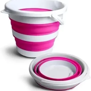 BALDE RETRATIL 10L BRANCO C/ROSA NOBRE