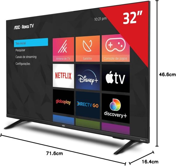 TV 32P AOC LED SMART ROKU WIFI HD HDMI