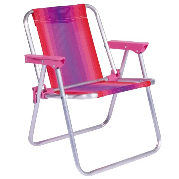 Cadeira Infantil de Praia Alta Alumínio Rosa