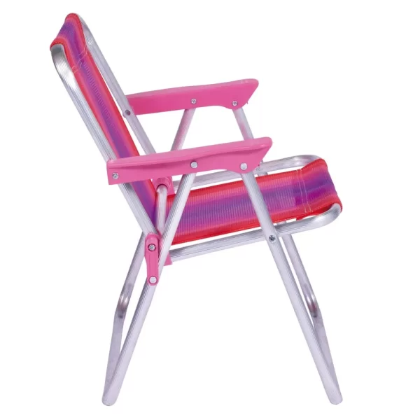 Cadeira Infantil de Praia Alta Alumínio Rosa