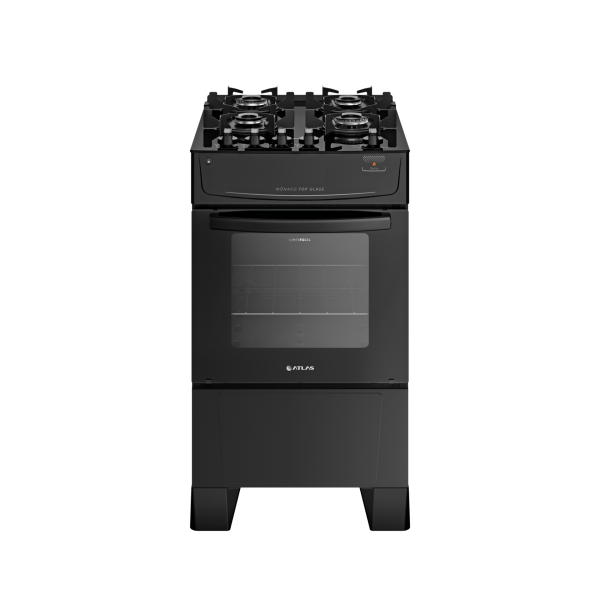 FOGAO GAS 4 BOCAS MONACO TOP GLASS PRETO