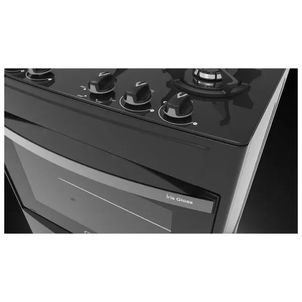 FOGAO REALCE IRIS GLASS 5 BOCAS PRETO/PRETO