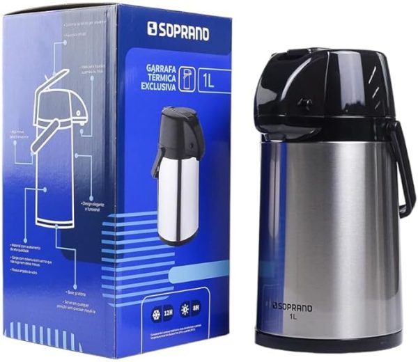 GARRAFA TÉRMICA 1,0L INOX SOPRANO