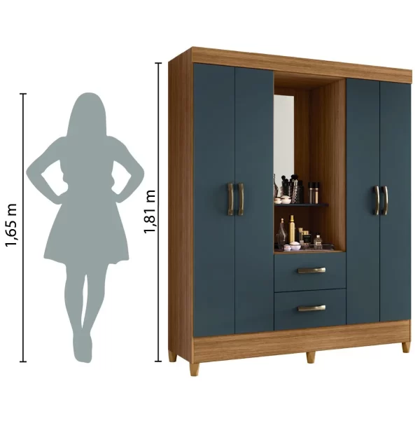 GUARDA ROUPA MOBI 4 PTS CAPELA NATURE TITANIUM