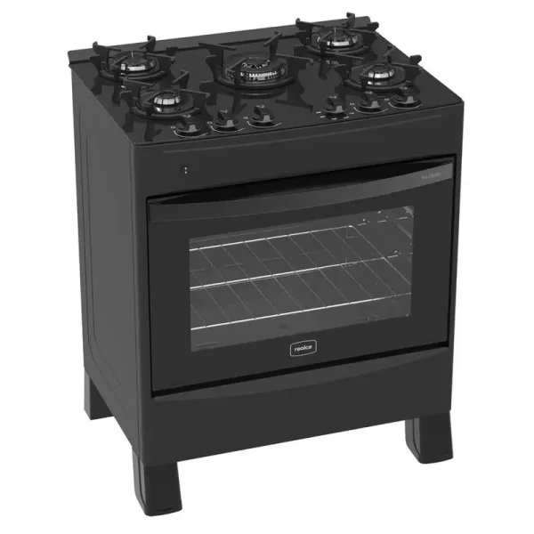 FOGAO REALCE IRIS GLASS 5 BOCAS PRETO/PRETO