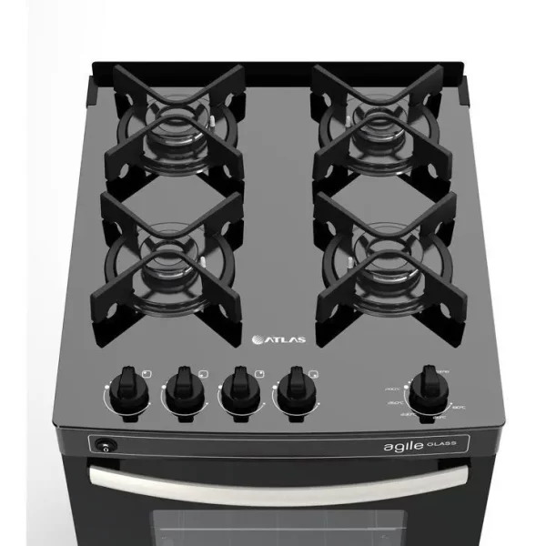 FOGÃO GAS 4 BOCAS AGILE GLASS PRETO