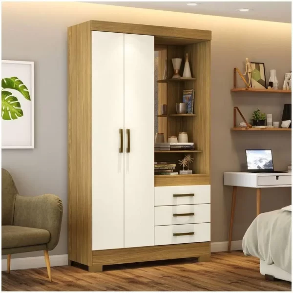 ROUPEIRO B64-127 02 PORTAS 3 GAVETAS NATURE/OFF WHITE