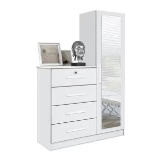 Cômoda Belize Plus 1 Porta 4 Gavetas Branco Fosco Liso