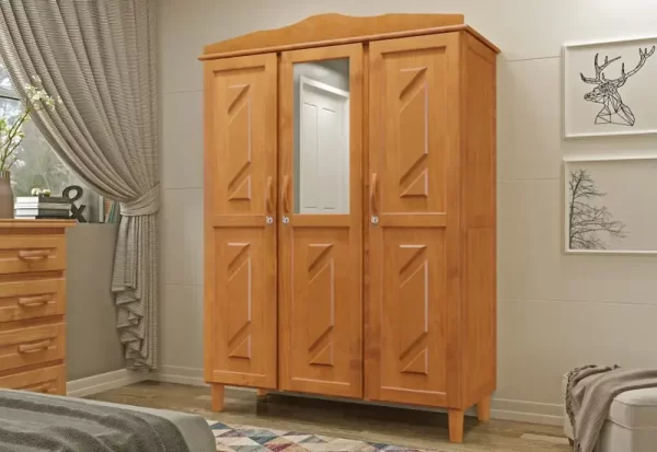 Roupeiro/Guarda-Roupa Casal com Espelho 3 Portas 3 Gavetas Brasil – Móveis Cavazotto