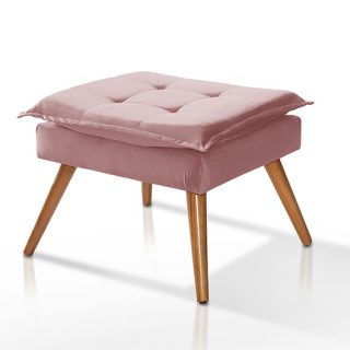 Banqueta Pés Palito Veludo Rosa