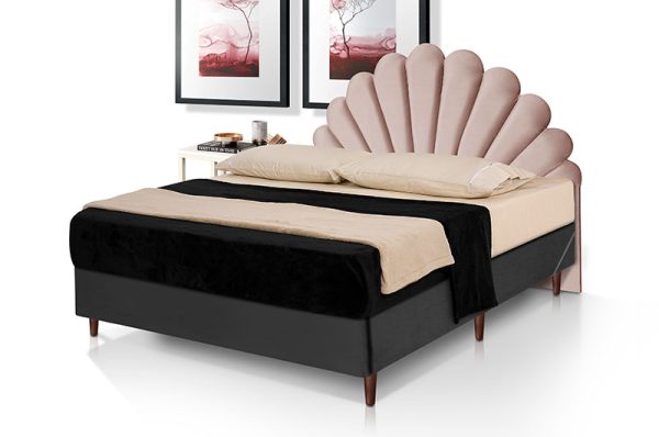 Cabeceira Solteiro Pétalas Luxo Estofada – Veludo Rose