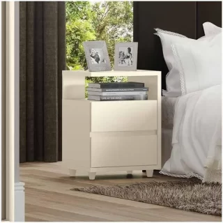 Mesa De Cabeceira 02 Gavetas Campeche Henn Off White
