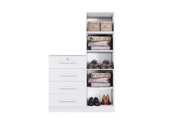 Cômoda Belize Plus 1 Porta 4 Gavetas Branco Fosco Liso