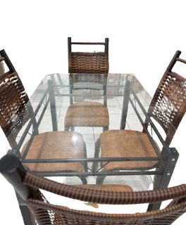 conjunto chicago 4 cadeira mesa vidro incolor