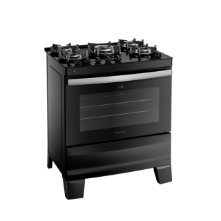 FOGAO GAS 5Q AGILE GLASS PRETO