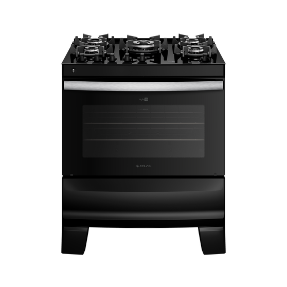 FOGAO GAS 5Q AGILE GLASS PRETO