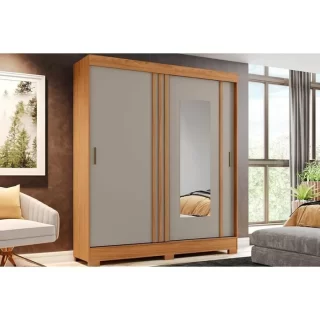 ROUPEIRO 02 PORTAS DESLIZANTES NATURE/OFF WHITE/CINZA