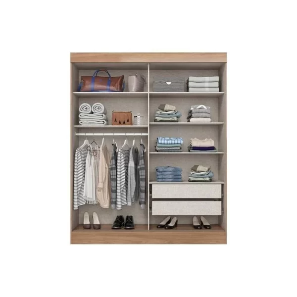 ROUPEIRO 02 PORTAS DESLIZANTES NATURE/OFF WHITE/CINZA