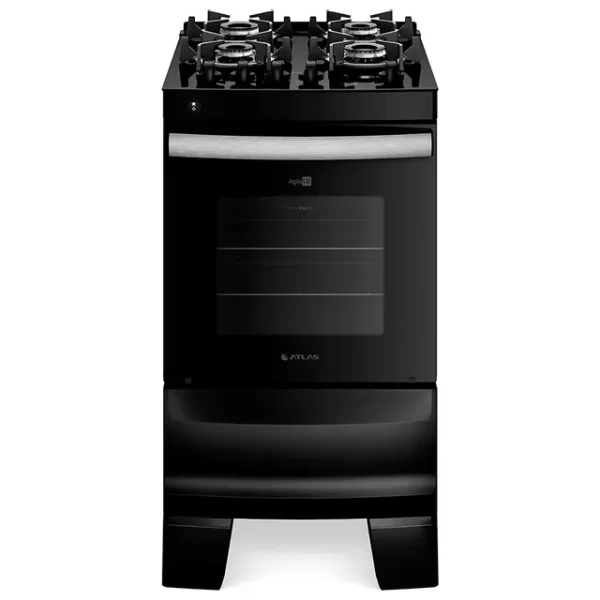 FOGAO GAS 4Q AGILE GLASS PRETO