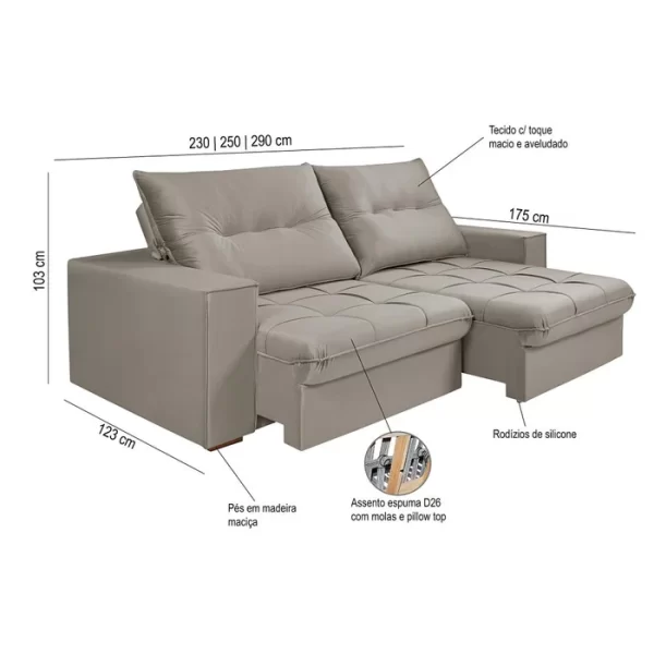 SOFA CANCUN PLUS 0.90 BR DIR A A163