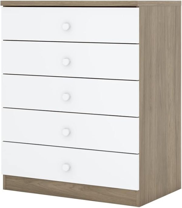 COMODA BALA DE MENTA 5 GAVETAS RUSTICO/BRANCO IA710-18