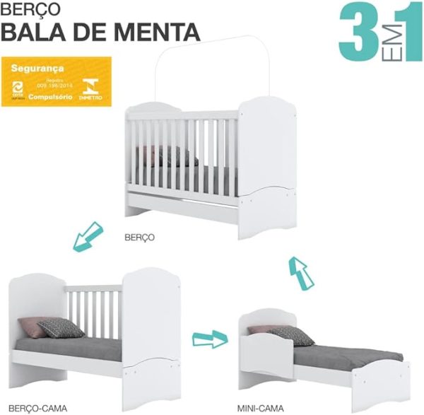 BERÇO MINI CAMA BELA DE MENTA BRANCO 102-10