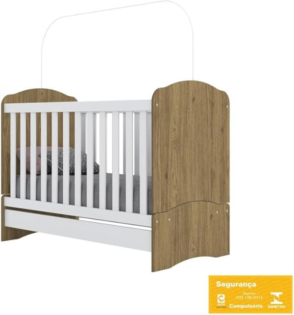BERÇO MINI CAMA BALA DE MENTA RUSTICO/BRANCO 102-18
