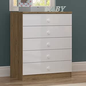 COMODA BALA DE MENTA 5 GAVETAS RUSTICO/BRANCO IA710-18