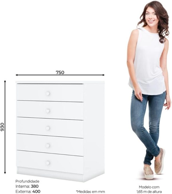 COMODA BALA DE MENTA 5 GAVETAS BRANCO IA710-10