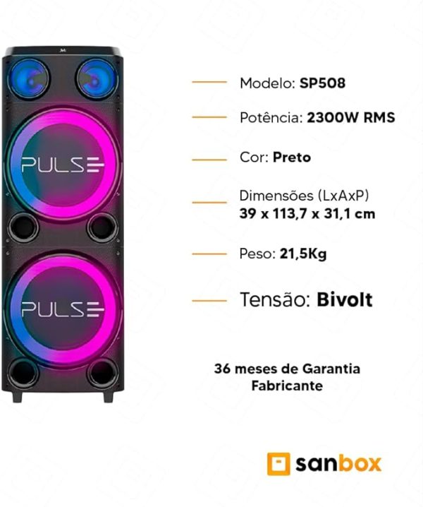 PULSE CAIXA DE SOM TORRE DOUBLE 12 POL. 2300W BT