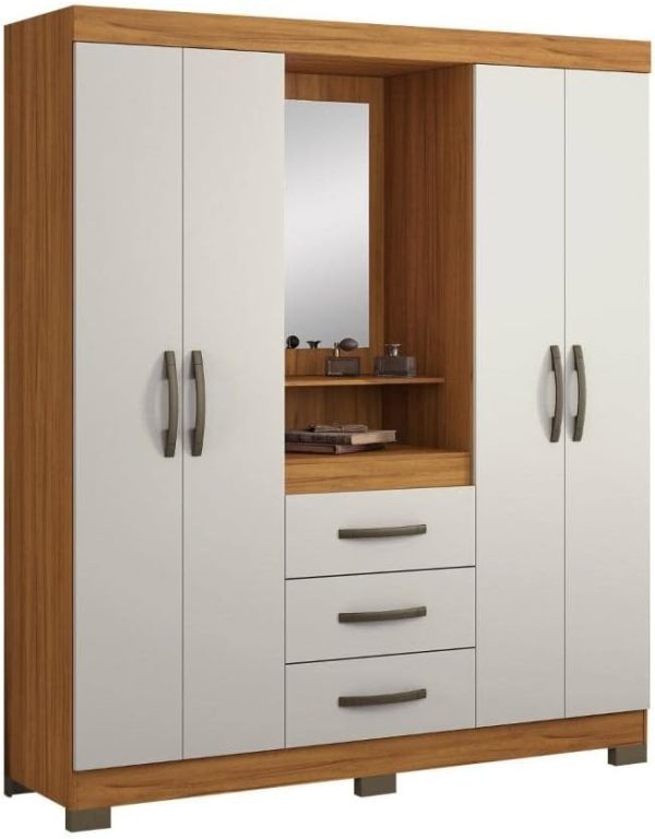 ROUPEIRO 04 PORTAS 03 GAVETAS NATURE/OFF WHITE B24-127