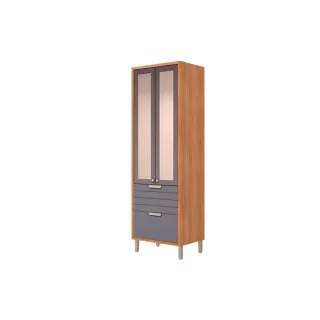 PANELEIRO CRISTALEIRA ELOISE 70CM 1 BASIC 1GAV C/ PTA REFLECTA FREIJO/TITANIUM