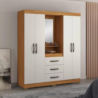 ROUPEIRO 04 PORTAS 03 GAVETAS NATURE/OFF WHITE B24-127