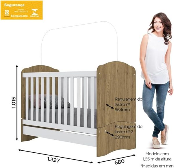 BERÇO MINI CAMA BALA DE MENTA RUSTICO/BRANCO 102-18