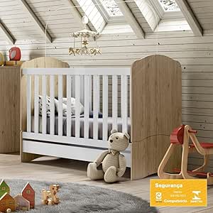 BERÇO MINI CAMA BALA DE MENTA RUSTICO/BRANCO 102-18