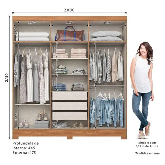 ROUPEIRO 06 PORTAS NATURE/OFF WHITE