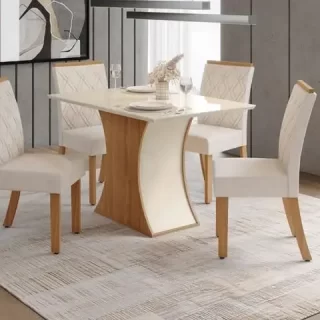 MESA LUIZA 1.200mm CANTO ARREDON c/ VIDRO NATURE/OFF WHITE SC42-127