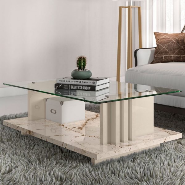 MESA DE CENTRO FRIZZ CALACATA/OFF WHITE